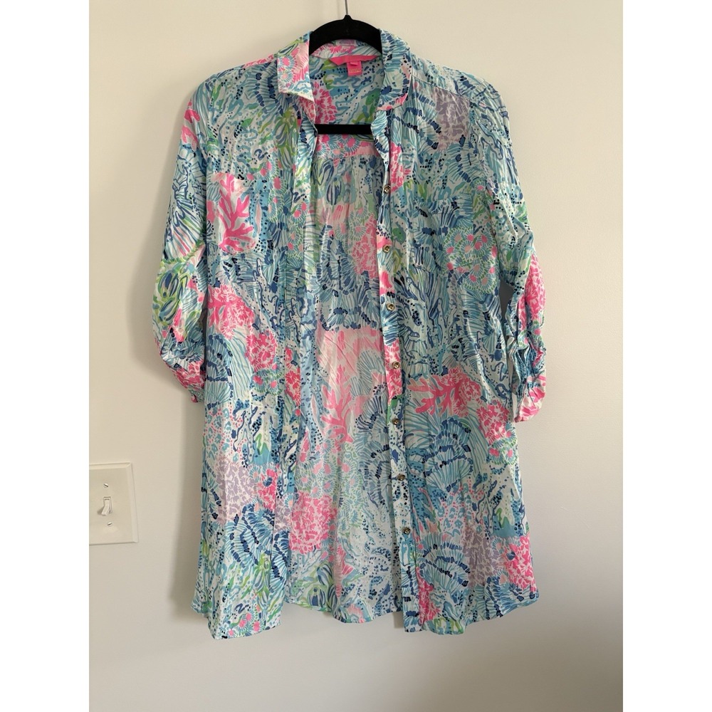 Lilly Pulitzer Women's SzXS Roll Tab Sleeve Button Down Shirt